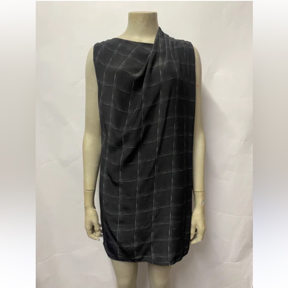 all saints silk check flannel denise Mini dress us 0 bnwt grecian drapey cowl